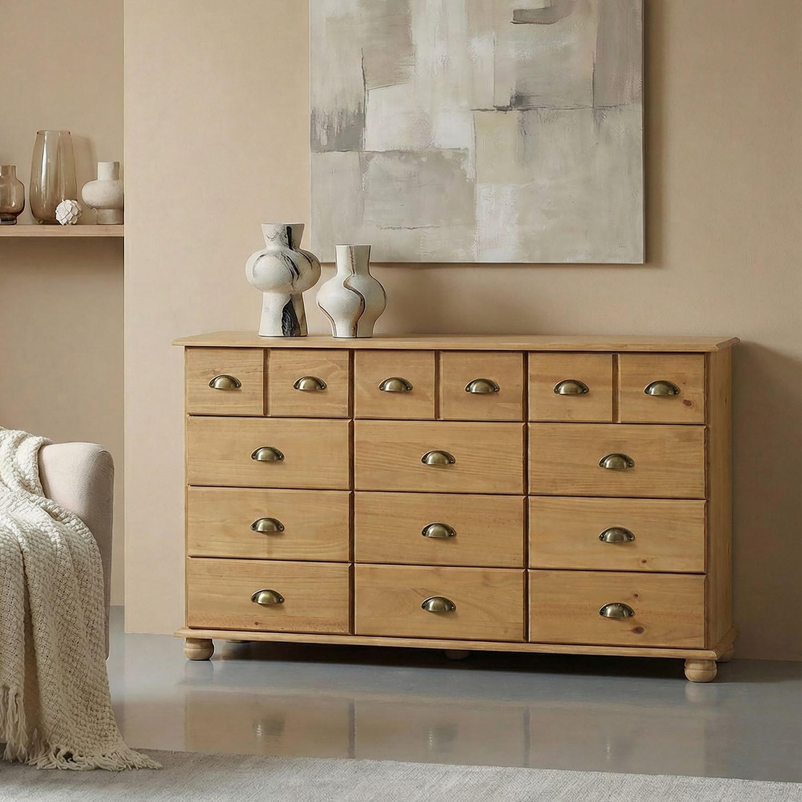 KOMMODE COLMAR - Kieferfarben, Holz (134/80/39cm) - IDIMEX