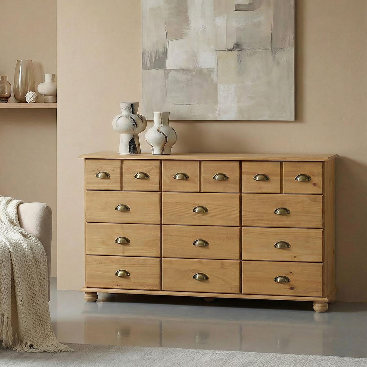 KOMMODE COLMAR - Kieferfarben, Holz (134/80/39cm) - IDIMEX