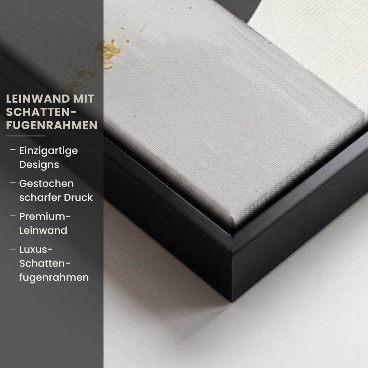 LEINWAND Bilder mit Rahmen - Gold - Rechtecke - Kreise - Abstrakt - 90x60 - Weiß, Textil (90/60cm) - MuchoWow