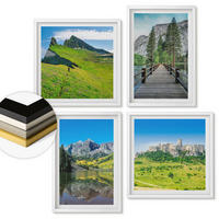 WANDBILDER 4er-Set - 50x50 cm & 40x60 cm Weißer Rahmen - Grüne Hügel mit einer Burg - Weiß, Kunststoff (50/50cm) - ArtPrintCave