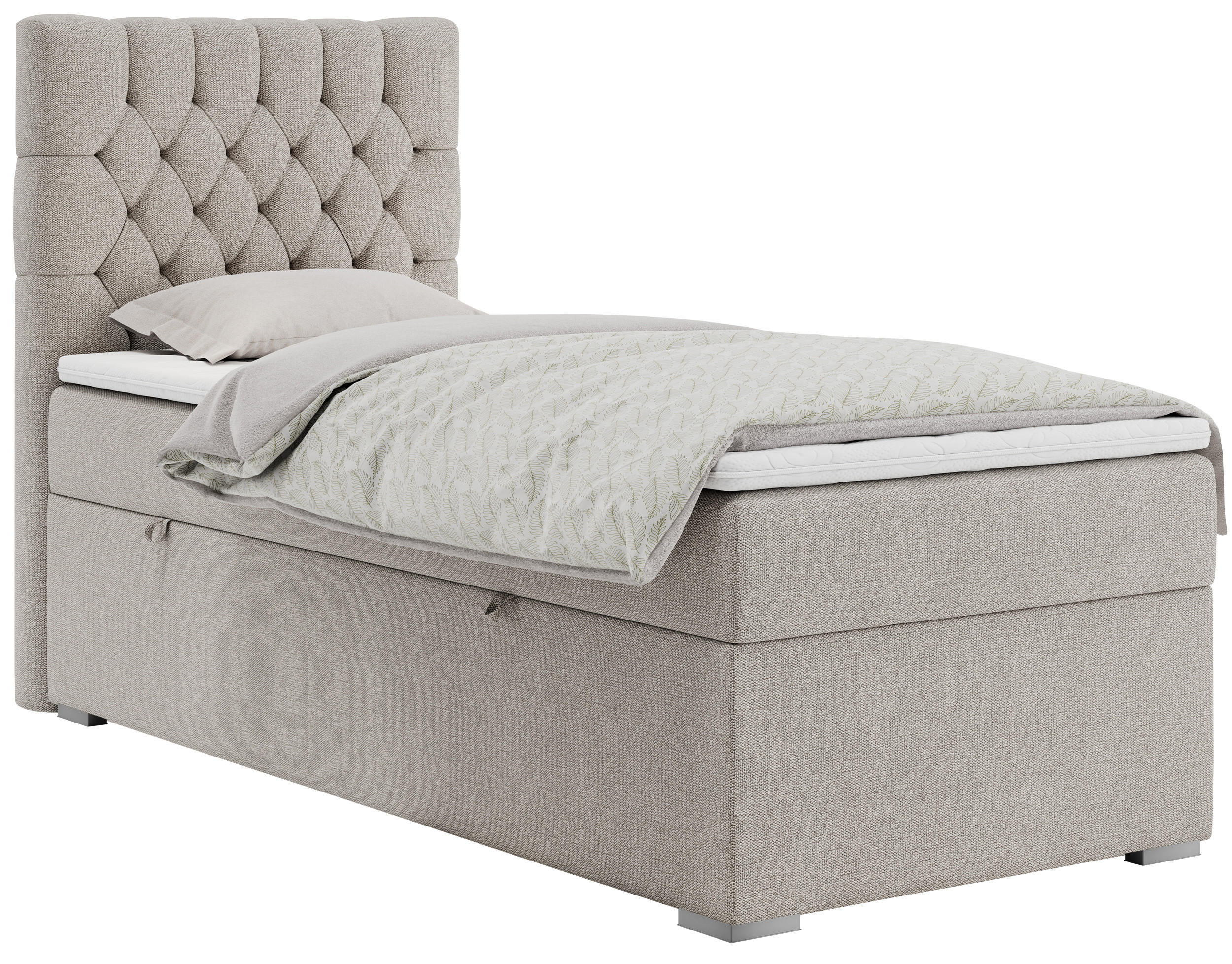 BOXBETT PERA 90/200 Beige Struktur - H3 - Links Seite - Beige, Holz/Textil (90/200cm) - MKS