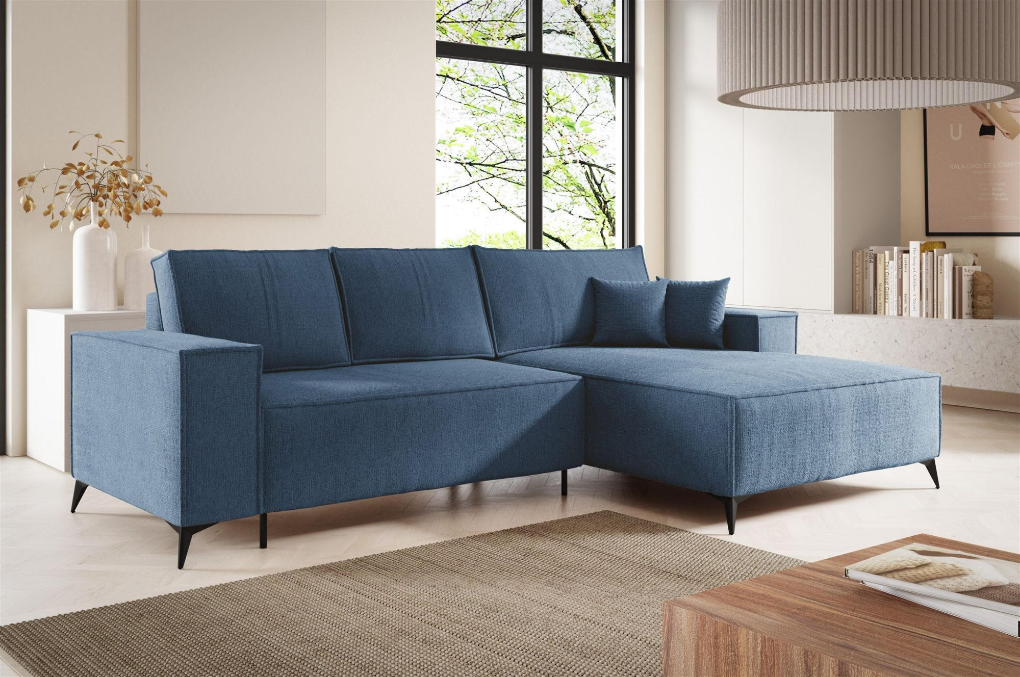 ECKSOFA Fiore - Dunkelblau, Holzwerkstoff/Textil (294/185cm) - Fun Möbel