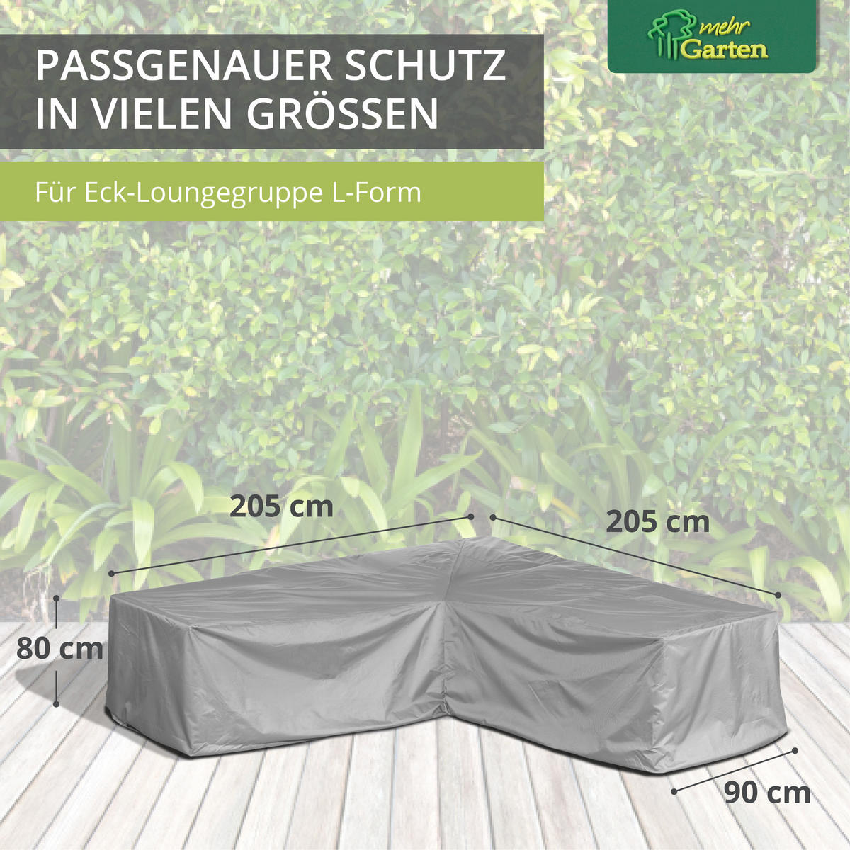 SCHUTZHÜLLE für Loungegruppe L-Form SHP-60063 - Grau, Kunststoff (300/80/300cm) - mehr Garten