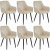 STUHL NEMI 6-er Set, Beige, Schwarz, mit Samtstoff gepolstert - Beige, Textil/Metall (54/84/61cm) - Komodee