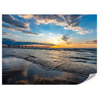 FOTOTAPETE für Wohnzimmer Sonnenuntergang Pier Romantik Meer 400x280 - Blau/Gelb, Papier (400/280cm) - Muralo