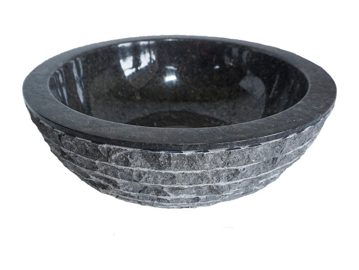 WASCHBECKEN - Marmor - Grau - MUKI - Grau, Stein (40/15/40cm) - Vente-Unique