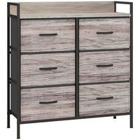 KOMMODE mit 6 Schubladen aus Stoff Aufbewahrungsschrank mit Holzoptik Grau - Grau, Textil (29/85/79cm) - HOMCOM