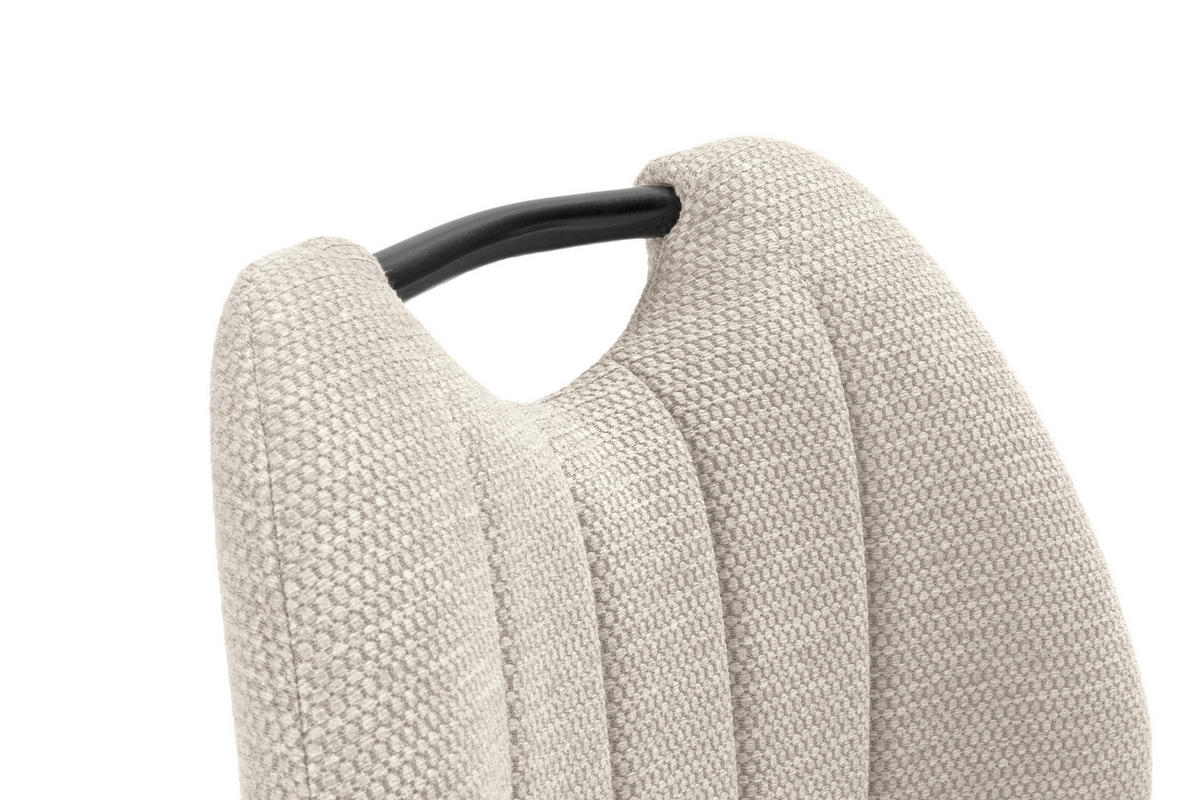 BARHOCKER (Set aus 2) aus Stoff mit schwarzen Metallbeinen - muli 48/51/65 cm - Beige, Textil (51/65/48cm) - Calicosy