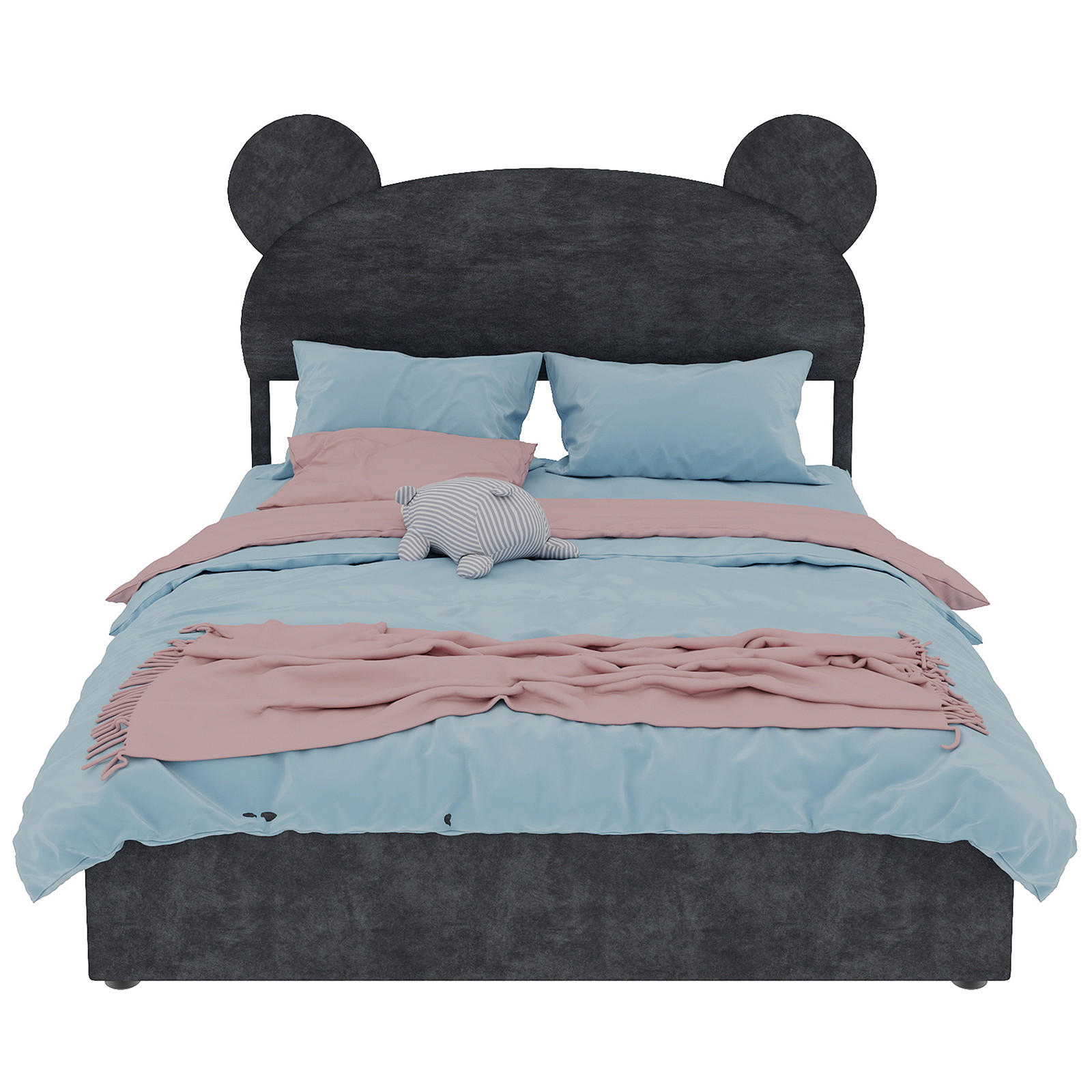 POLSTERBETT 140x200 cm Cartoon Stauraum grau - Grau, Textil (140/200cm) - LEBENLANG