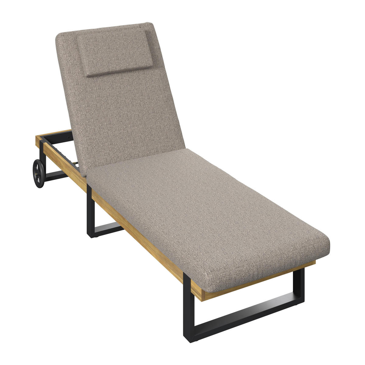 GARTENLIEGE Elenyi grau Metall/Outdoorstoff/Holz - Grau, Holz (1/95/200cm)