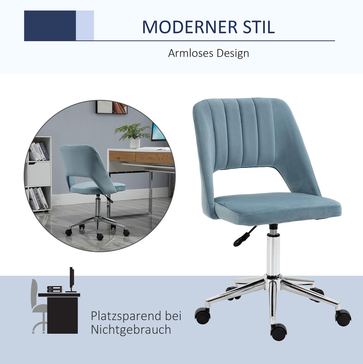 DREHSTUHL, höhenverstellbar & drehbar, gepolstert, 49/60/79-91 cm, Blau - Blau, Kunststoff (60/91/49cm) - Redom