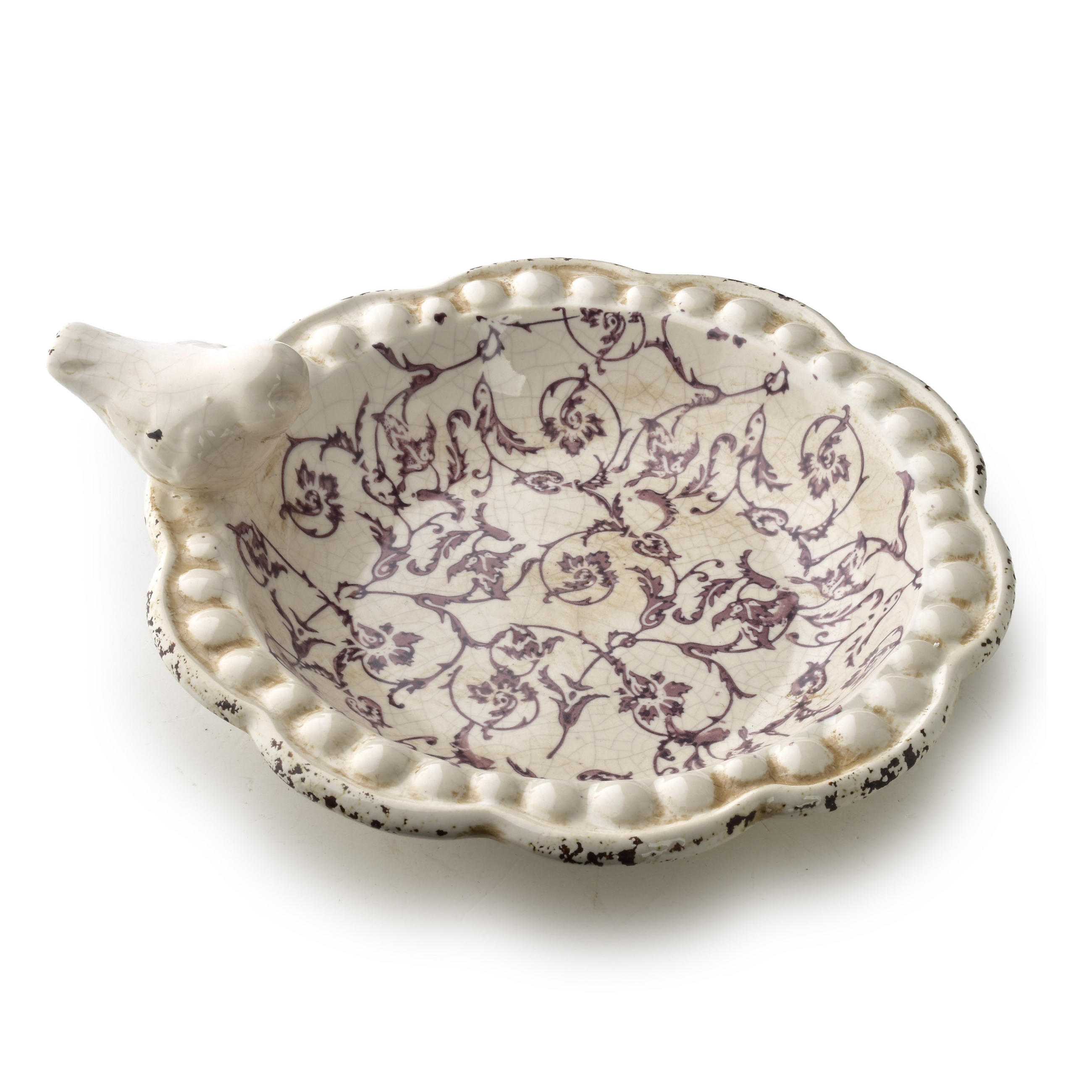 VOGELTRÄNKE Crocket beige 20/20/7 cm Keramik - Violett, Keramik (20/7/20cm) - Mondex