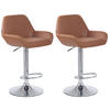 BARHOCKER 2er Set Lederlook hellbraun - Hellbraun/Chromfarben, Textil/Metall (51/89/52cm) - CLP