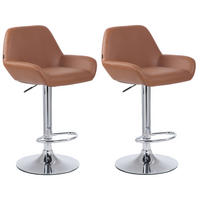BARHOCKER 2er Set Lederlook hellbraun - Hellbraun/Chromfarben, Textil/Metall (51/89/52cm) - CLP