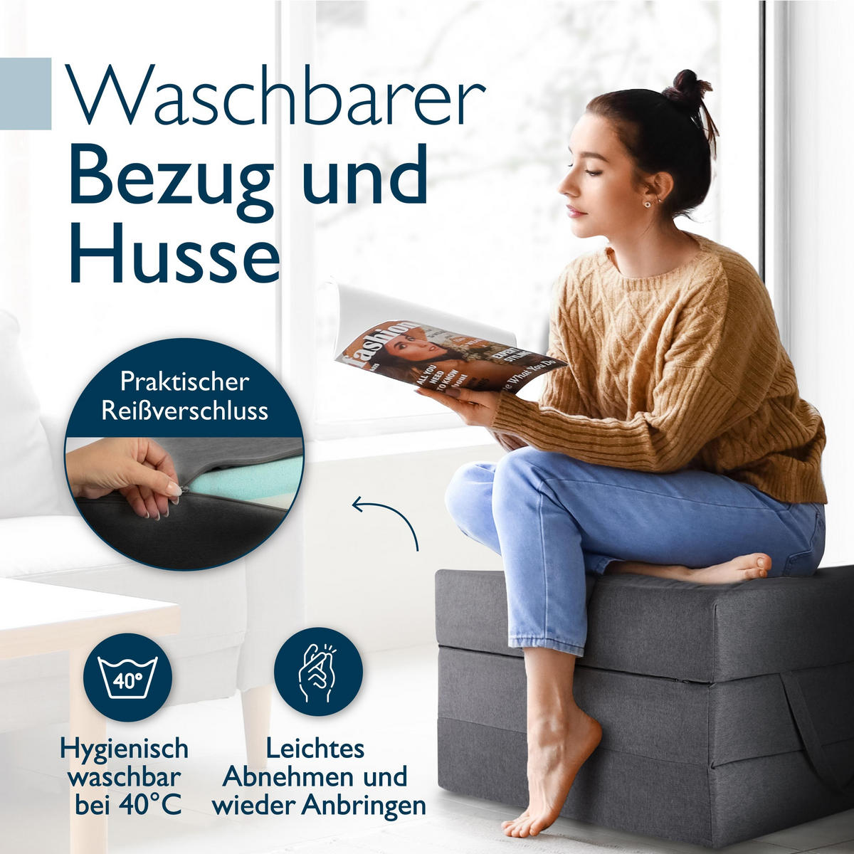 VISCO KLAPPMATRATZE VS95 201/90/14 cm Anthrazit - Anthrazit, Kunststoff/Textil (90/201cm) - Beautissu 