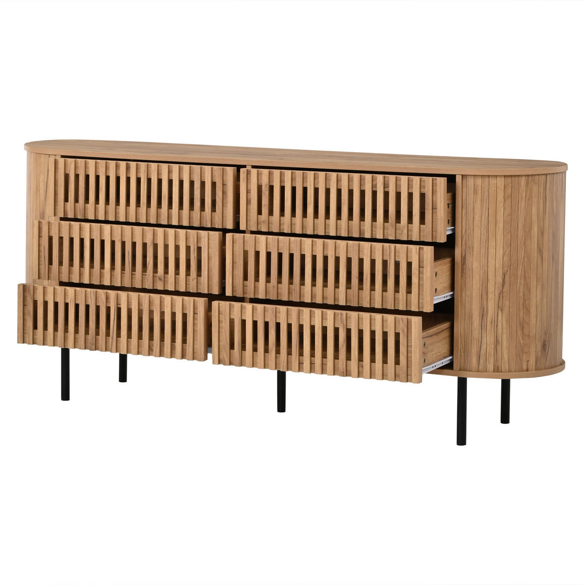 PŘÍBORNÍK Přírodní se 6 zásuvkami, 160 × 40 × 70 cm - přírodní, kompozitní dřevo (160/70/40cm) - Urban Meuble