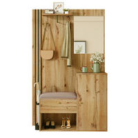 GARDEROBE 115/185/37 cm Natur/Schwarz aus MDF mit Spiegel und Sitzfläche - Naturfarben, Holzwerkstoff (37/185/115cm) - OKMYHOME