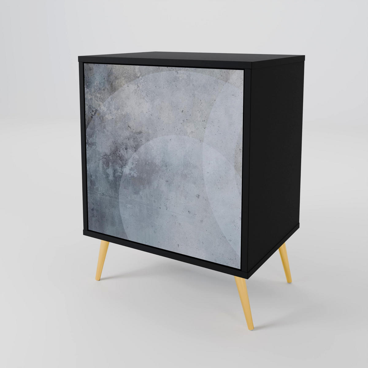 SIDEBOARD MUTED ARC, Schwarz, 57,5x42x67,5 cm, Schwarze Metall-Rahmenfüße - Multicolor/Schwarz, Holzwerkstoff/Metall (57.5/67.5/42cm) - SpaceRebels