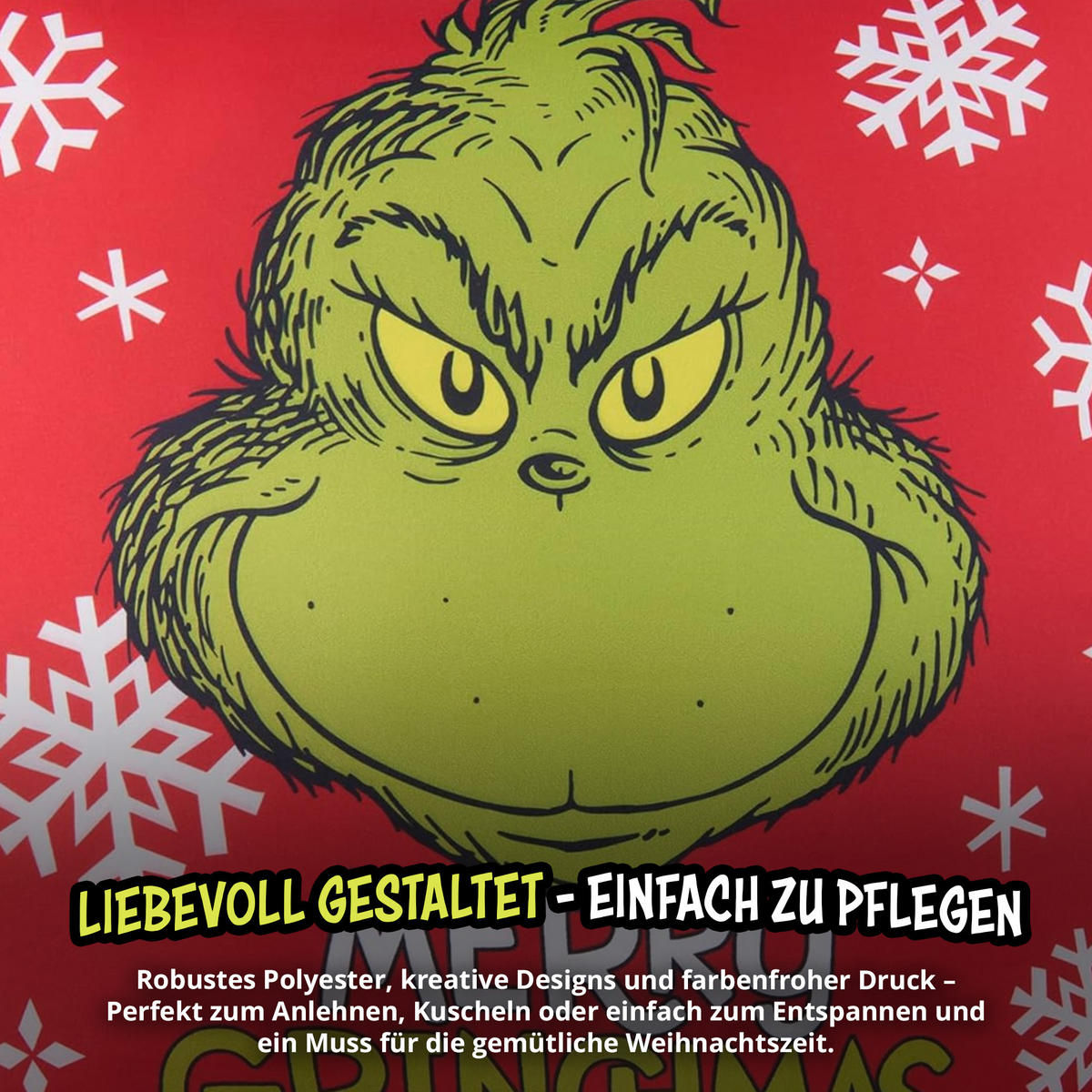 ZIERKISSEN The Grinch Rot 40 x 40 cm - Rot, Textil (40/40/10cm) - United Labels