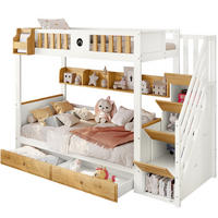 ETAGENBETT 90/200 cm mit Treppe und Stauraum in Weiß/Natur - Weiß, Holzwerkstoff - BEAOK
