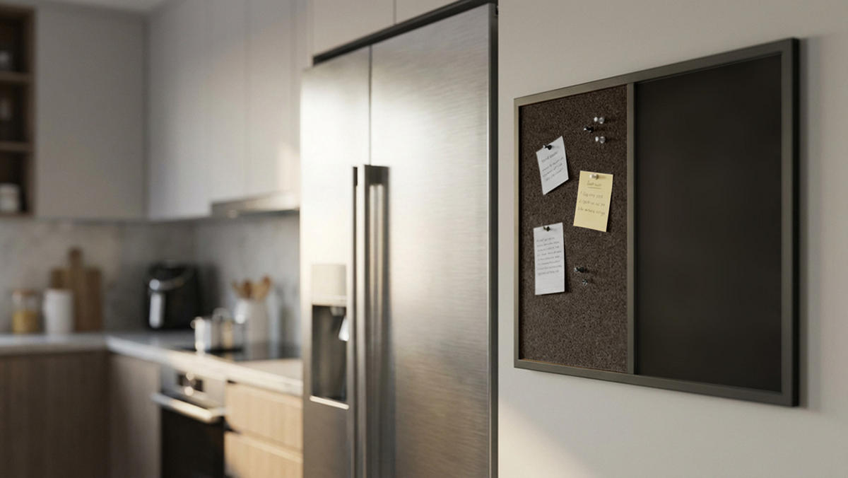 KOMBITAFEL Kork/schwarz magnetisch 90x60 Holzrahmen schwarz lackiert - Schwarz, Holz (90/60/1.5cm) - ALLboards