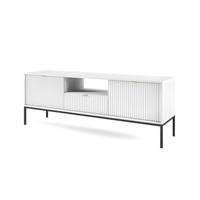 TV-SCHRANK Nova Weiß, Schwarze Beine, zweitüriger TV-Tisch - Schwarz/Weiß, Holzwerkstoff/Metall (154/59/39cm) - Bettso