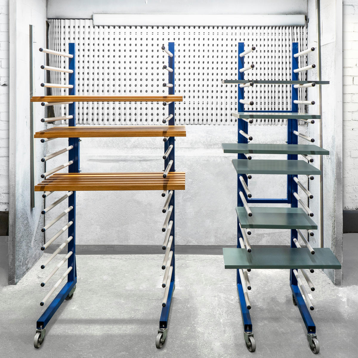 KOMBI-TROCKNUNGSWAGEN x 2 & Anschlussstück - Blau, Metall (65/181.5/59cm) - Monster Racking