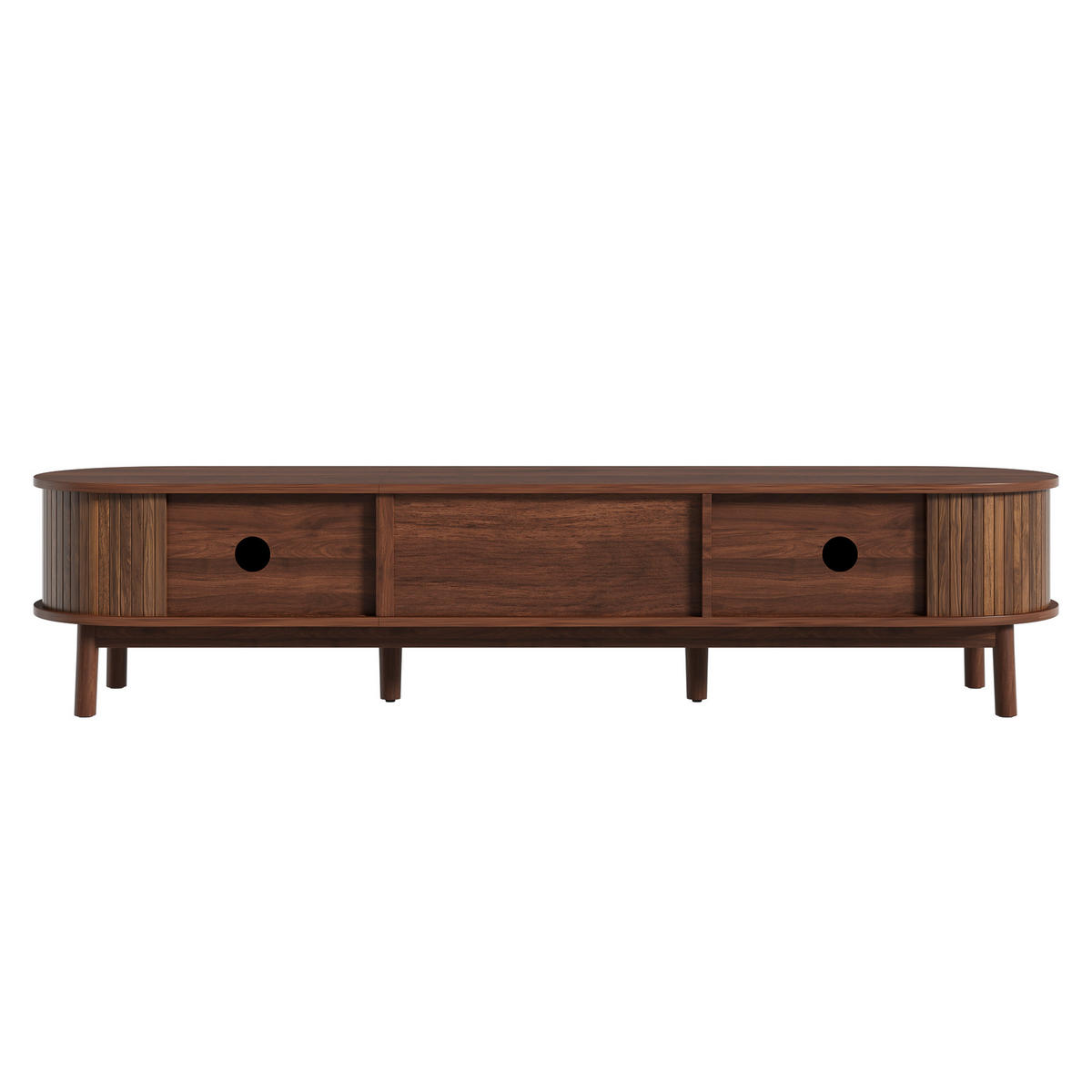 TV-STOLIK in Nussbaum-Optik, Fernsehschrank s Schiebetüren - biela, kompozitné drevo (170/38/40cm) - Urban Meuble