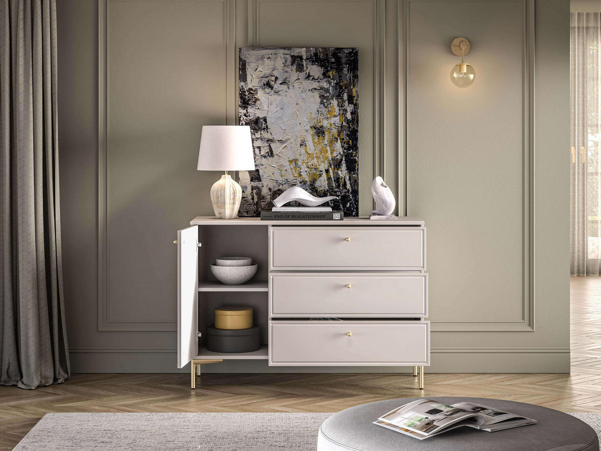 KOMMODE – 120 cm – Sandro – Sandfarben - Sandfarben, Holzwerkstoff (120/85/40cm) - hi-markt
