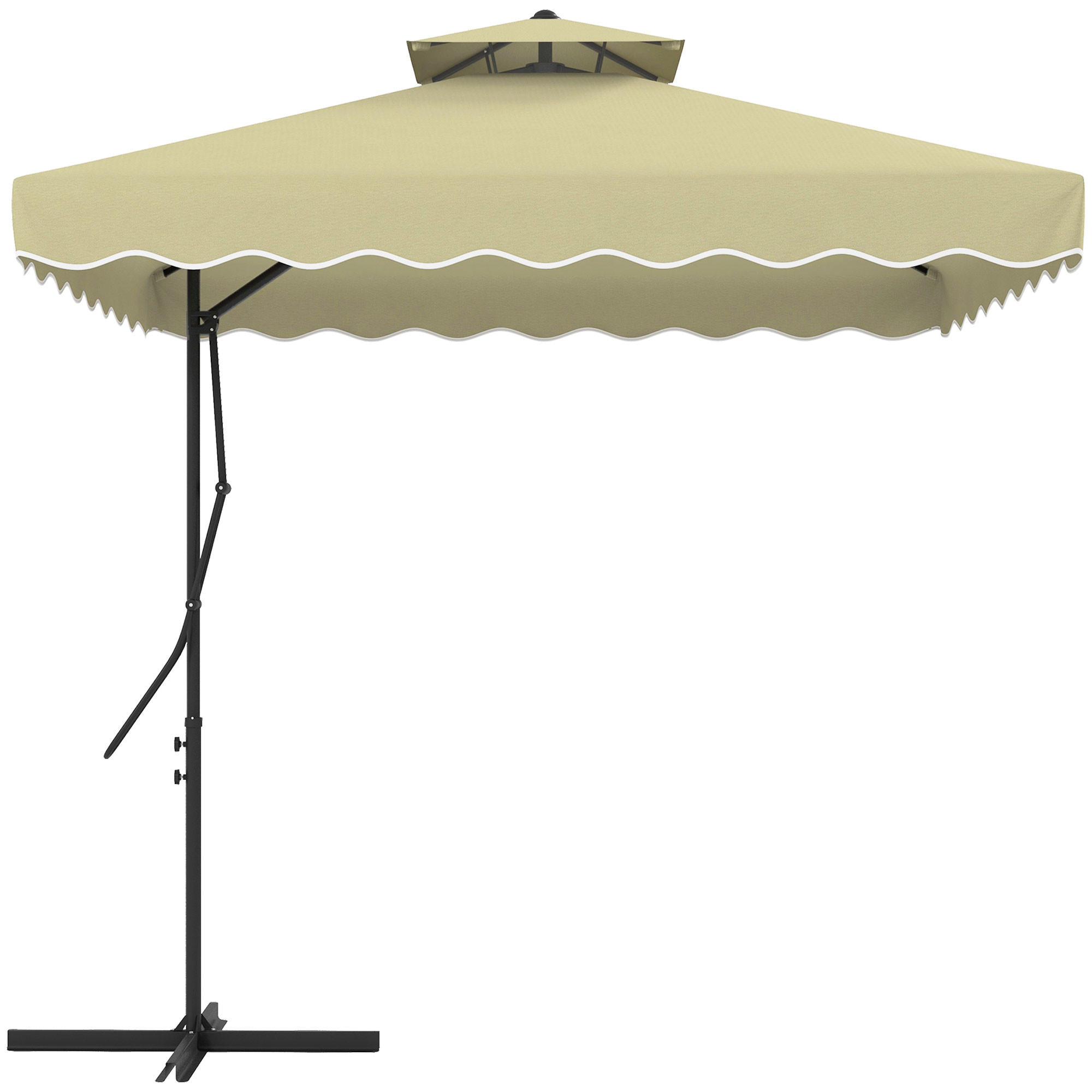 SONNENSCHIRM, Metall, Polyester, Beige - Beige, Metall (243/243cm) - Outsunny