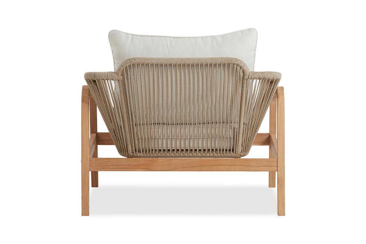 GARTENSITZGRUPPE - Teak massiv / Polyester - Braun / Beige - 5-teilig - Beige/Braun, Holz/Textil - home24