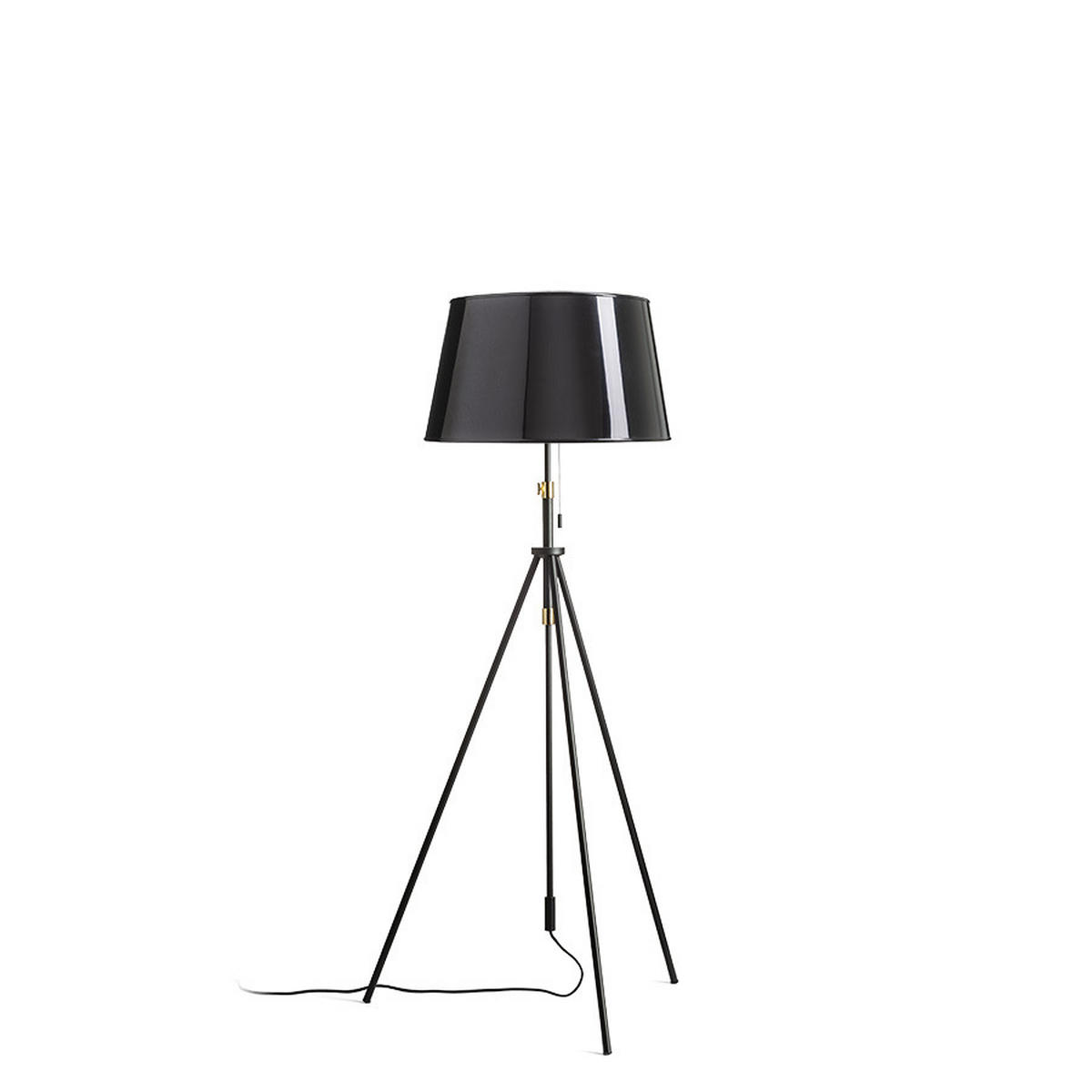 STEHLEUCHTE LUTON/RIDICK Schwarzglänzend Goldene Folie 15 W - Schwarz, Metall (45/45/177cm) - Rendl