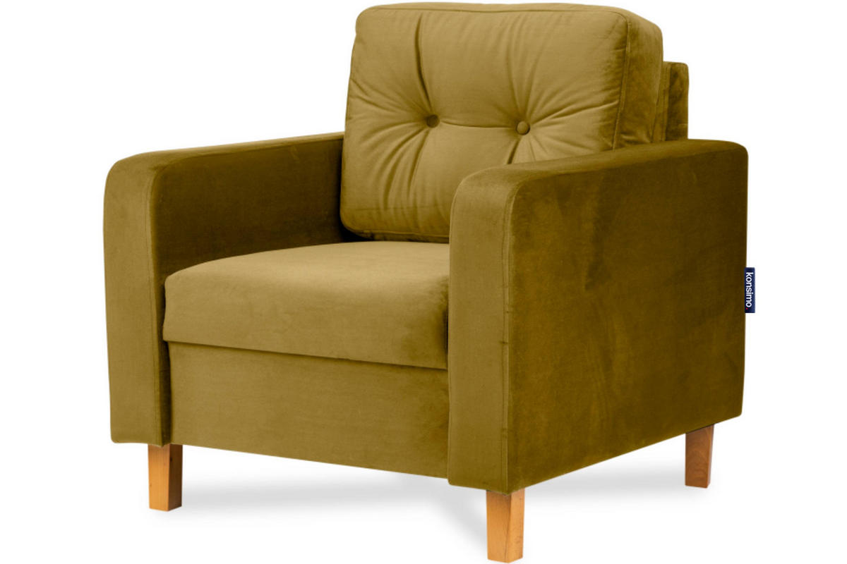 SESSEL ERISO mit Armlehnen und angenehmer Stoff zum Anfassen, Velour-Stoff, honig - Braun/Honig, Textil (80/75/75cm) - KONSIMO®