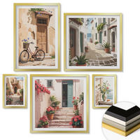 WANDBILDER 5er Set - 50x50 cm & 20x30 cm & 40x60 cm Goldrahmen - Charmante Küstenstraßen - Goldfarben, Kunststoff (40/60cm) - ArtPrintCave
