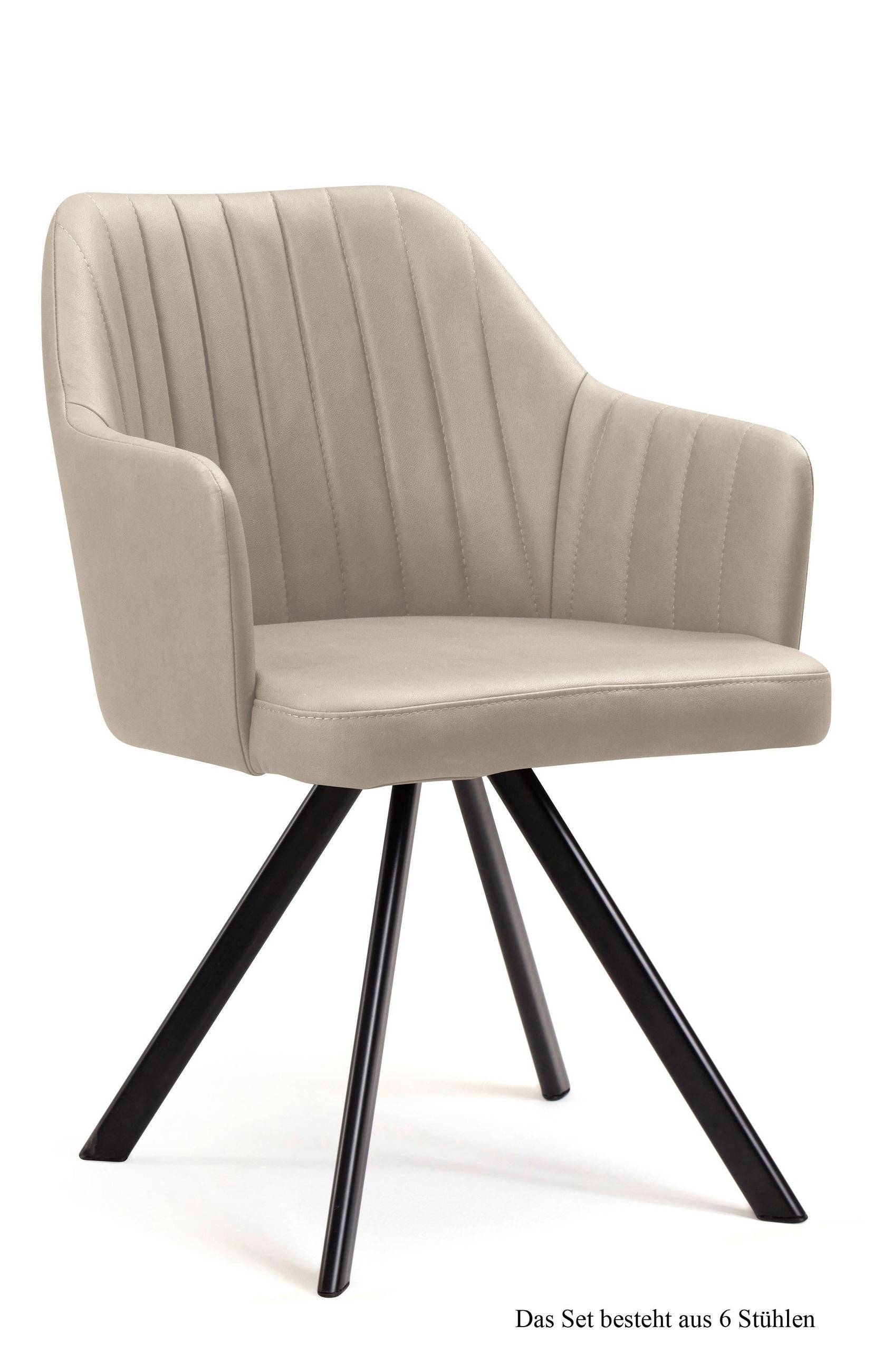 ARMLEHNSTUHL drehbar (6er-Set) Dhana 58x81x60 Schwarz/Natur - Schwarz/Naturfarben, Kunststoff (60/81/58cm) - 58aufmkessel