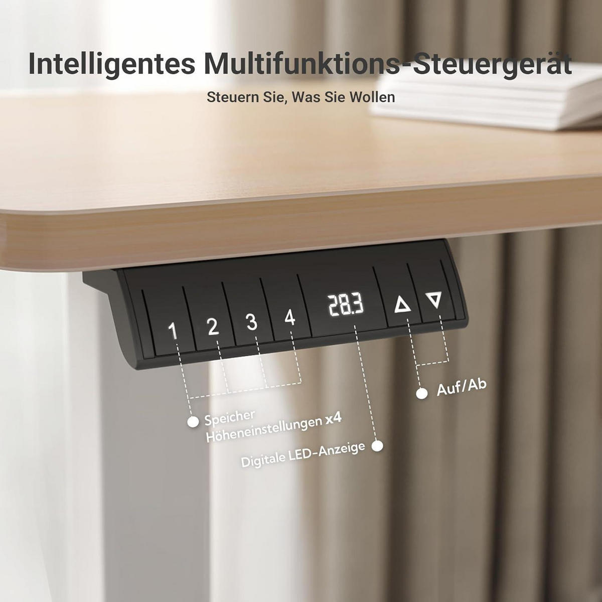 ECKSCHREIBTISCH höhenverstellbar 160x140cm beige mit Dual-Motor - Beige, Holzwerkstoff (160/140/118cm)