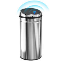 MÜLLEIMER 42L Automatischer Abfalleimer aus Metall Silber 30,5/68/30,5 cm - Silberfarben, Metall (30.5/68/30.5cm) - Rolipo