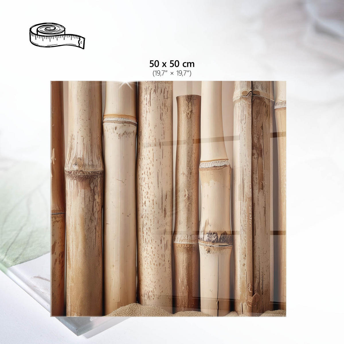 TISCHPLATTE 50x50 cm – Bambusmotiv - Orange, Glas (50/50/0.4cm) - Wallfluent