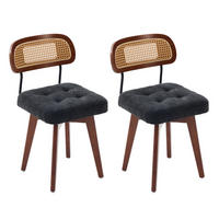 STUHL-SET 2 Stück Rattan 360° drehbar, DE-42279, Schwarz - Schwarz, Metall (50/77/43cm) - ComfortXL