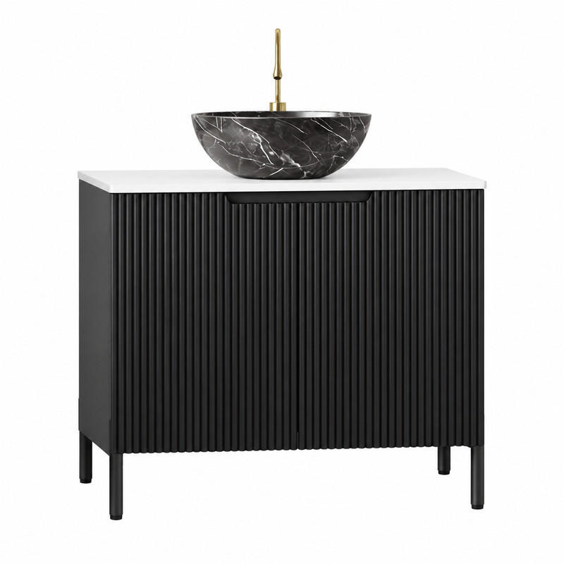 WASCHTISCH mit Keramikbecken 76 cm Schwarz/Weiß - Schwarz, Holzwerkstoff (48/89/76cm) - Beauniv