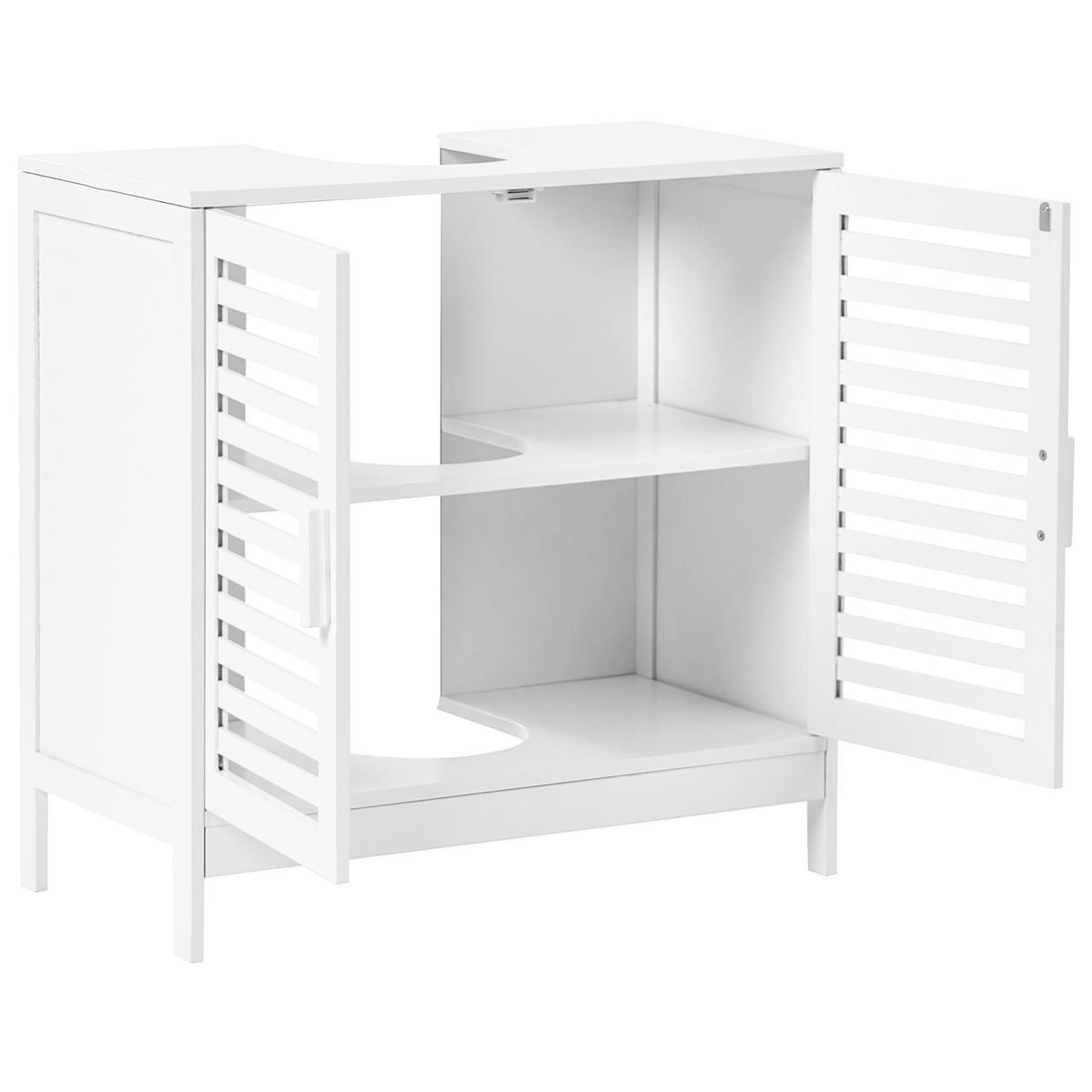 WASCHBECKENUNTERSCHRANK Bambus 60 cm Weiß Missoula - Weiß, Holz (60/60/30cm) - Beliani