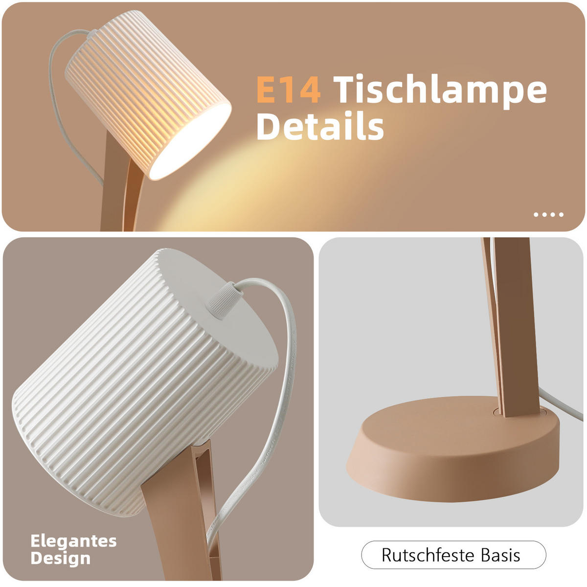 TISCHLEUCHTE Nauman (2er-Set) - Braun, Kunststoff (37.4/14/19.5cm) - Nettlife