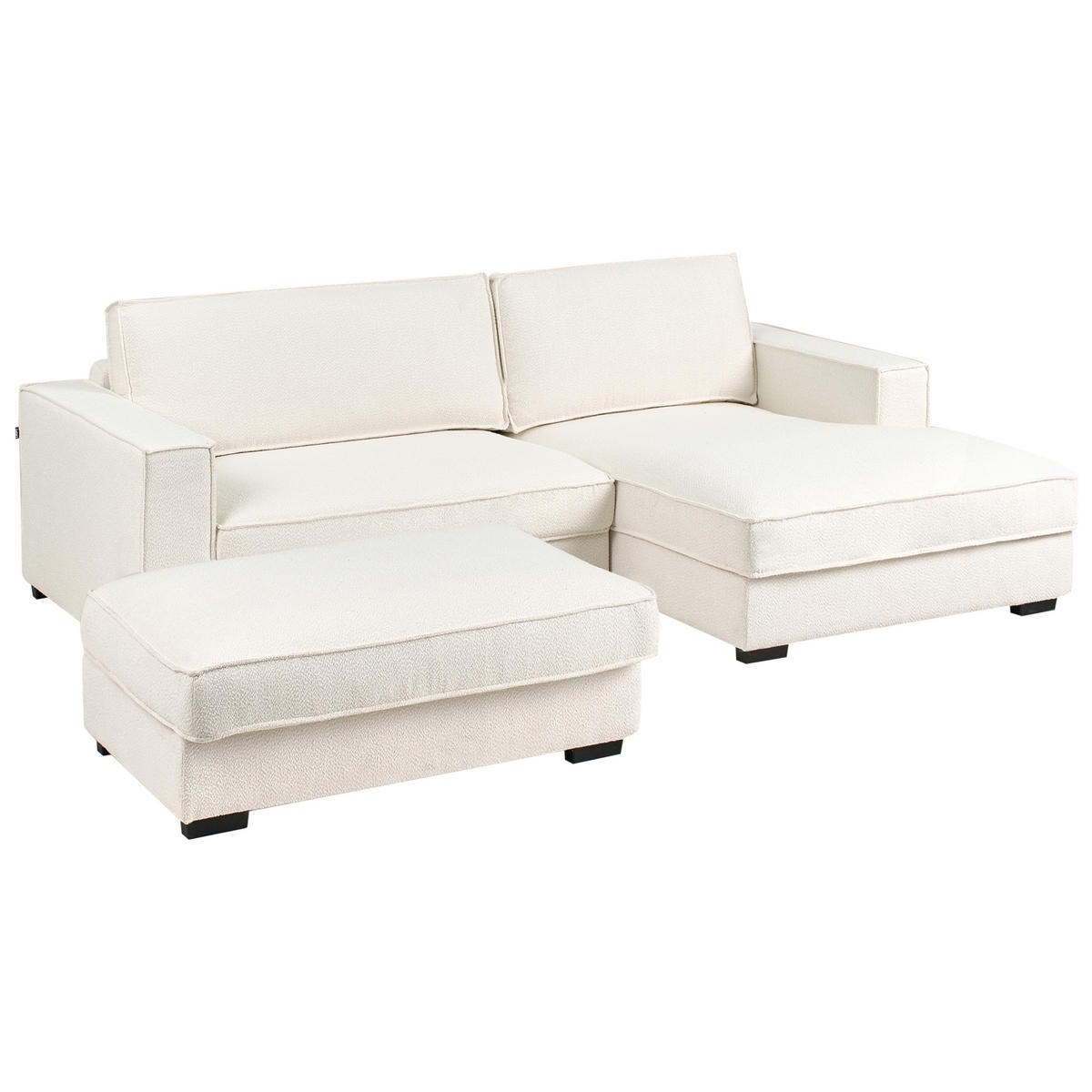 COLȚAR bouclé alb crem cu otomană pe partea stângă Renders - bej/crem, material textil (257/136cm) - Beliani