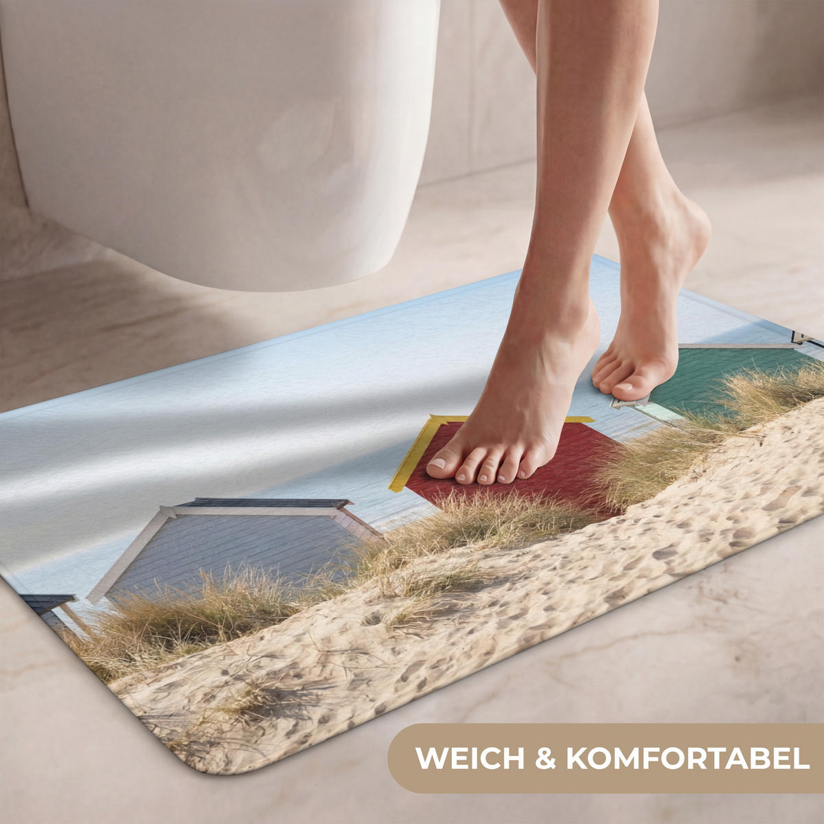WC PŘEDLOŽKA Pláž - Chaty - Barevné - Duny 80x50 cm - různobarevná, textil/plast (80/1cm) - OnlyWow
