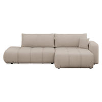 ECKSOFA Furyn O, Seite: Rechts - Beige/Schwarz, Holzwerkstoff/Kunststoff (262/145cm) - MIRJAN24