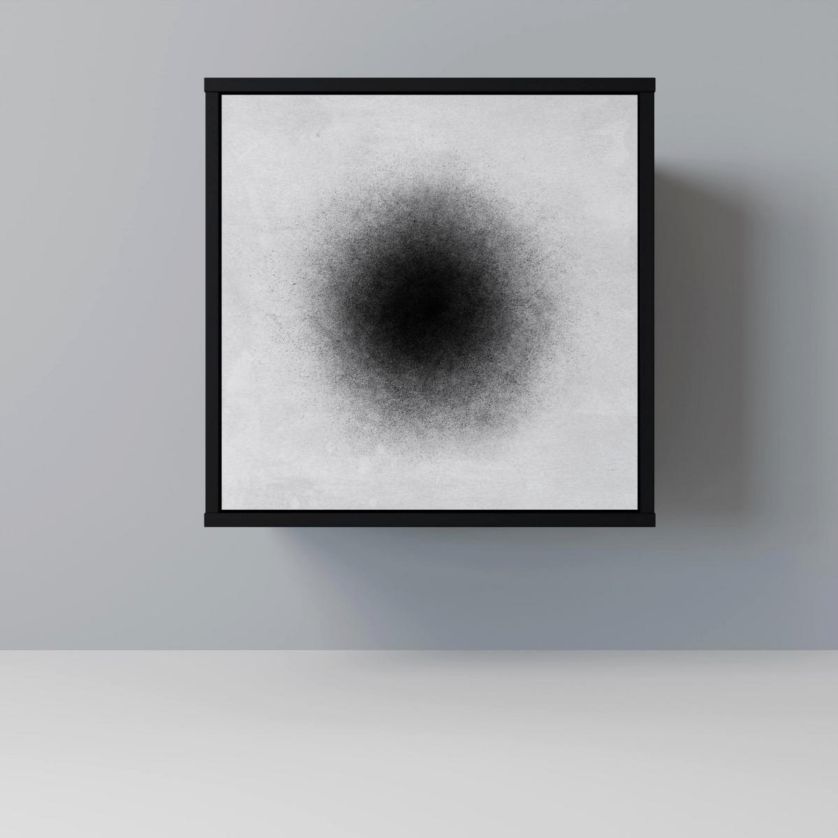 SIDEBOARD BLACK HOLE, Schwarz, 57,5x42x70,5 cm, Schwarze Metall-Sternfüße - Multicolor/Schwarz, Holzwerkstoff/Metall (57.5/70.5/42cm) - SpaceRebels