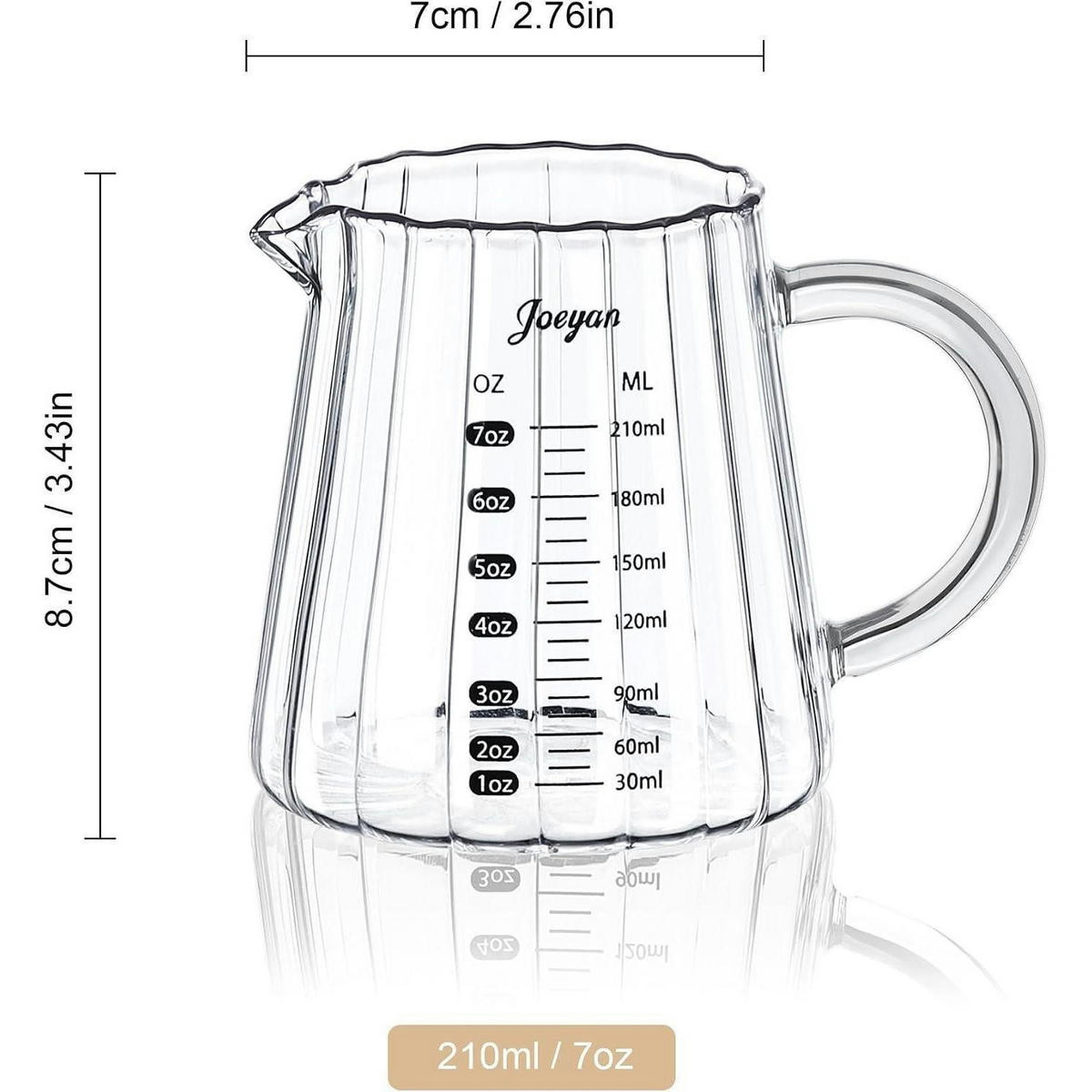 MESSBECHER Glas 210 ml mit Griff und Skala - Transparent, Glas (0.21L)