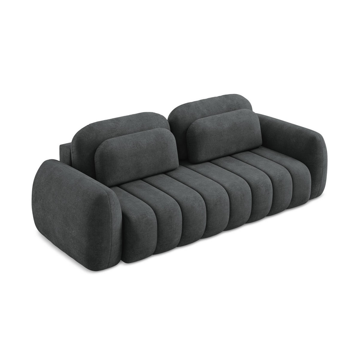 3-SITZER SOFA mit Schlaffunktion Chenille Stoff Grau - Dunkelgrau/Schwarz, Holzwerkstoff/Kunststoff (266/95/121cm) - LaMiaSofa