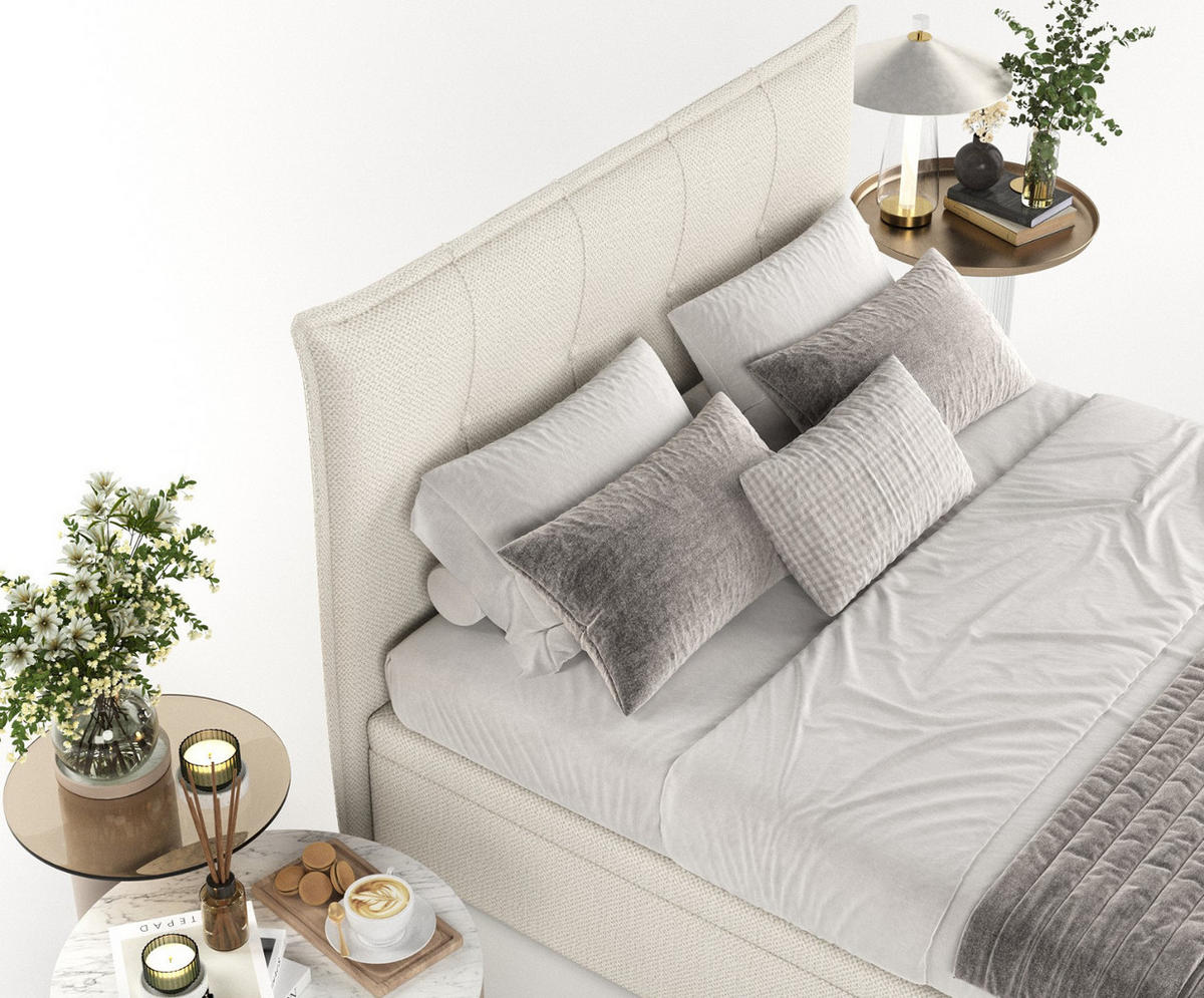 POLSTERBETT Liano mit Stauraum 140/200 cm Hellbeige im Alta Stoff - Sandfarben/Schwarz, Holz/Holzwerkstoff (140/200cm) - AltaBeds
