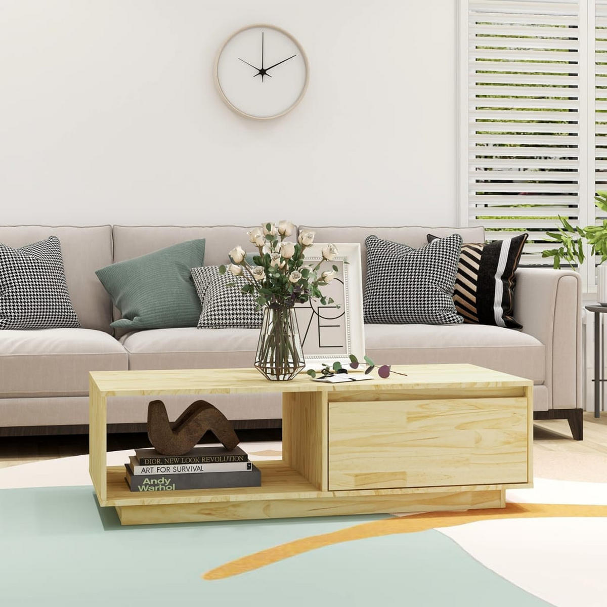 COUCHTISCH 110x50x33,5 cm Massivholz Kiefer - Braun, Holz (110/50/33.5cm) - furnicato